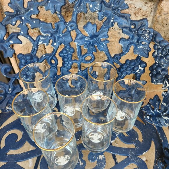 Set of 7 Vintage Avon Mrs. Albee Gold Rim Drinking Glasses EUC - Picture 4 of 10